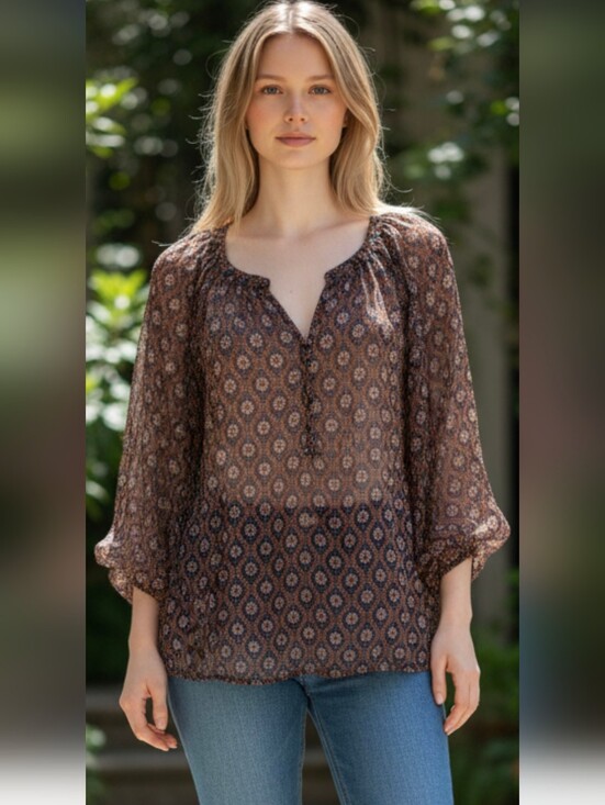 Liz Claiborne Tops - Liz Claiborne semi sheer boho top. Size Large